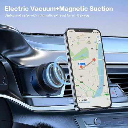 360 Rotatable Car Magnetic Phone Holder - Car Electric Suction Cup Vacuum Magnetic Phone Holder, Compatible with All Phone Types, Vacuum Phone Mount for Car Gym Bath Shower & All Smooth Surface