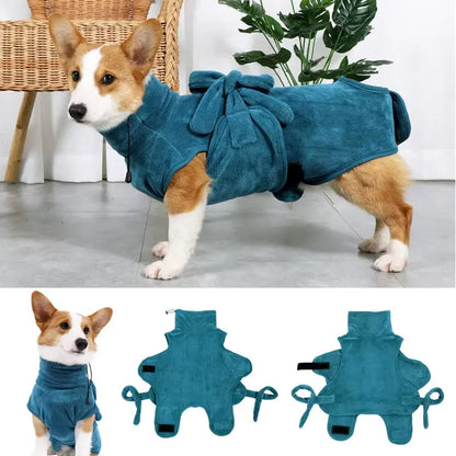 Dog Bathrobe Super Absorbent Dog Bathing Suit for Small Medium Large Dogs Quick-Drying Pet Bath Towel Warm Dog Clothing Corgi