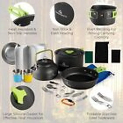 19 Pcs Camping Gear Must Haves, Camping Stove, Camping Cooking Set, Campfire