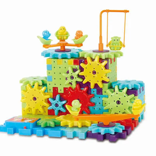 Hot 81 PCS Electric Gears 3D Puzzle Model Building Kits Plastic Brick Blocks Educational Toys for Kids Children Xmas Gifts