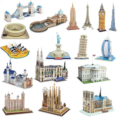 Hot Selling Puzzle 3D Model World Architecture 3D Puzzle Paper DIY 3D Puzzle