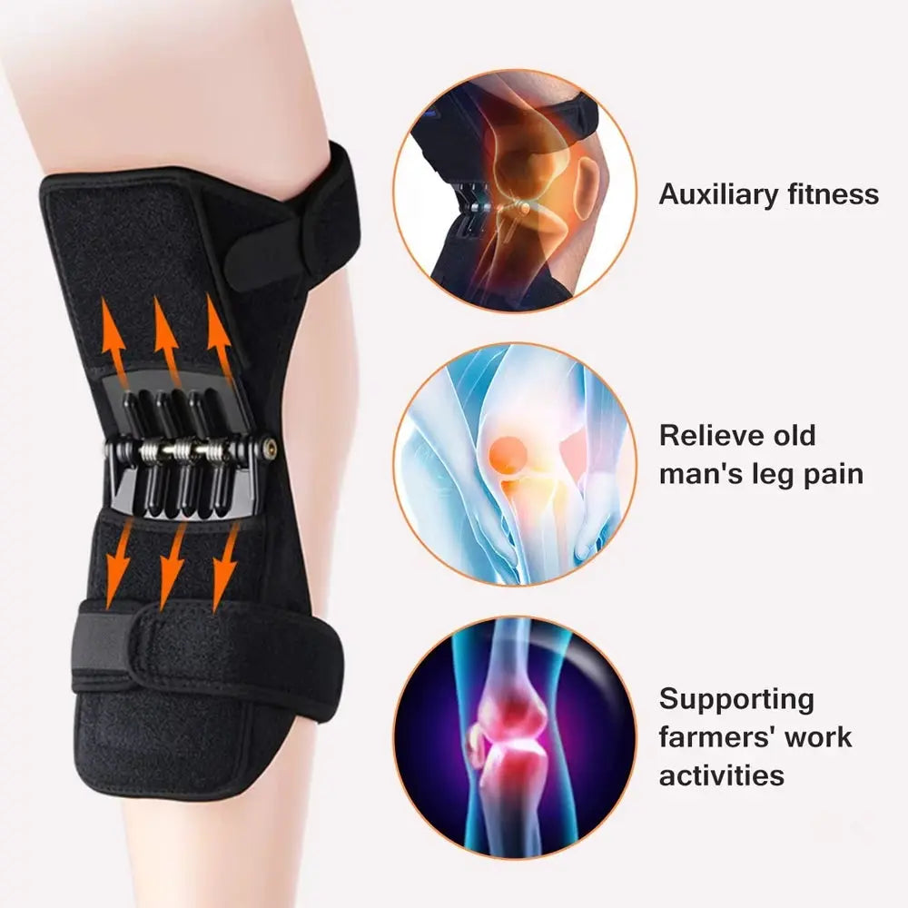 1Pair Joint Knee Brace Support Knee Protector Rebound Power Leg Knee Pads Booster Brace Joint Support Stabilizer Spring Force