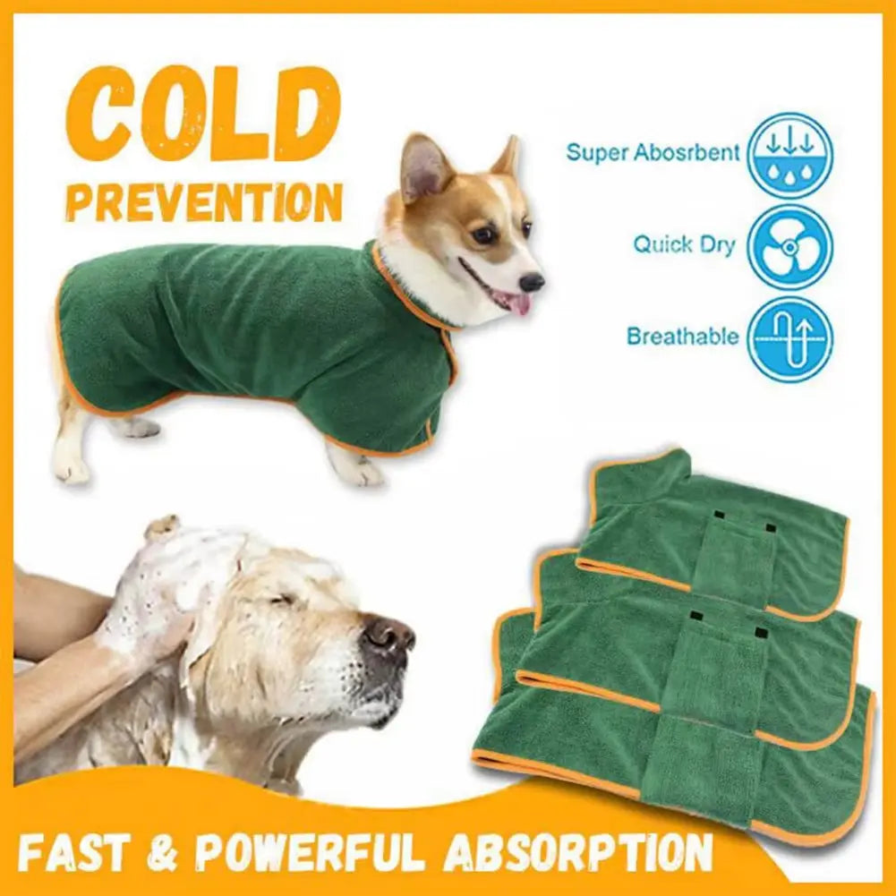 Dog Bathrobe Towel Super Absorbent Dog Drying Coat Adjustable Pet Towel for Small Medium Large Dogs Cats Dog Accessories