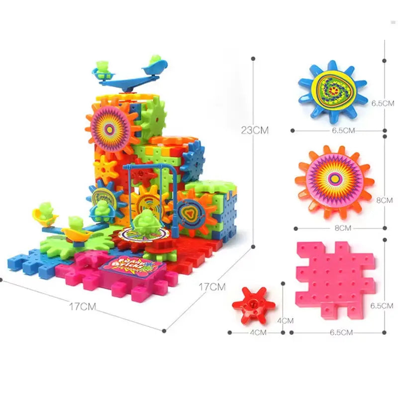 Hot 81 PCS Electric Gears 3D Puzzle Model Building Kits Plastic Brick Blocks Educational Toys for Kids Children Xmas Gifts