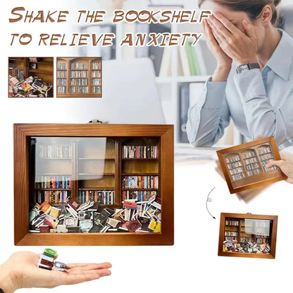 Tiny Library Anti-Anxiety Bookshelf Wooden Bookshelf Display Cabinet Shaking Stress Reliever Bookshelf Birthday Book Lover Gift