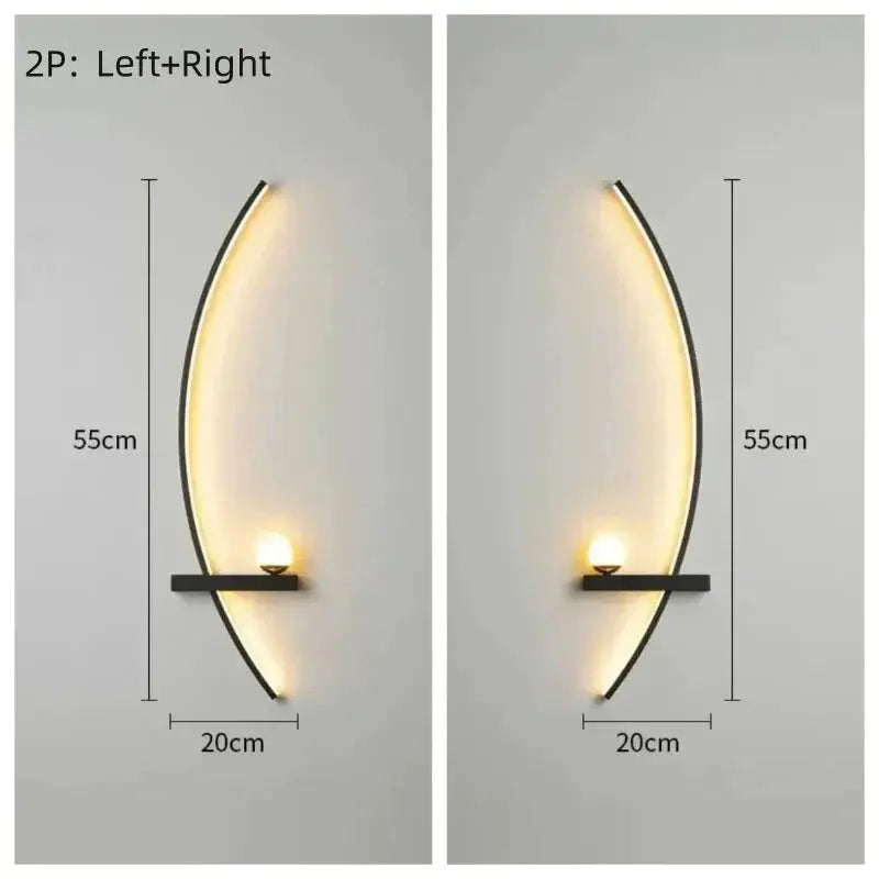 Modern LED Wall Lamp – Minimalist Art Design for Bedroom, Living Room, and Bathroom, Gold/Black