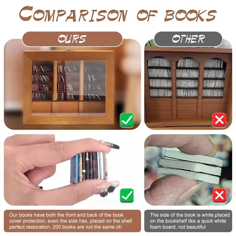 Tiny Library Anti-Anxiety Bookshelf Wooden Bookshelf Display Cabinet Shaking Stress Reliever Bookshelf Birthday Book Lover Gift