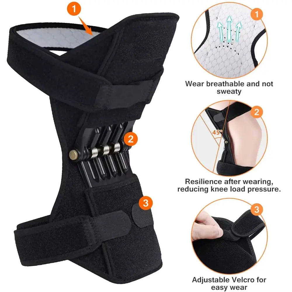 1Pair Joint Knee Brace Support Knee Protector Rebound Power Leg Knee Pads Booster Brace Joint Support Stabilizer Spring Force