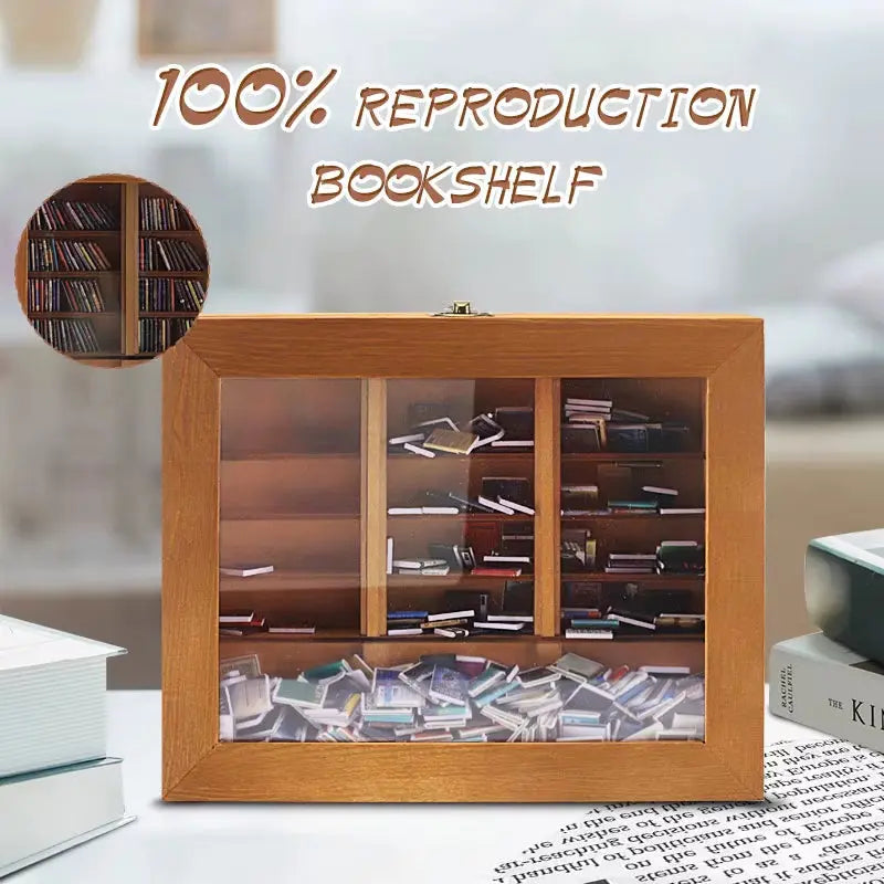 Tiny Library Anti-Anxiety Bookshelf Wooden Bookshelf Display Cabinet Shaking Stress Reliever Bookshelf Birthday Book Lover Gift