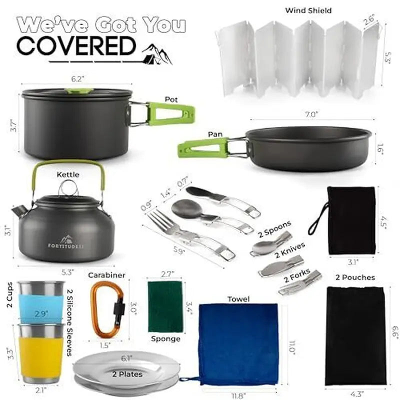 19 Pcs Camping Gear Must Haves, Camping Stove, Camping Cooking Set, Campfire